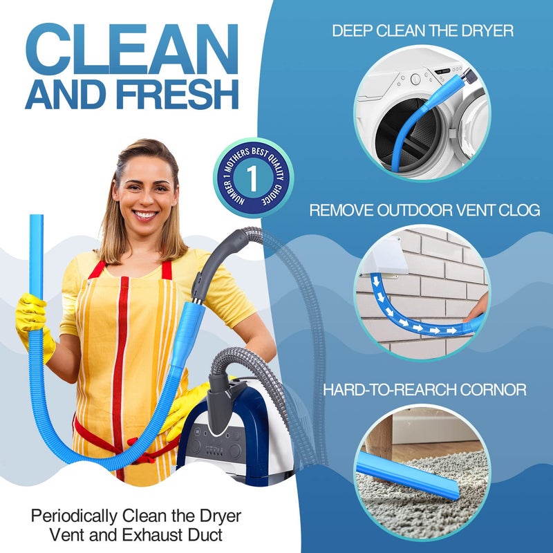 PetOde Dryer Vent Cleaner Kit Vacuum Attachment - Multiple Combinations V1 Lint Remover Power Washer and Vacuum Hose Quickly Removes Lint - Image 3