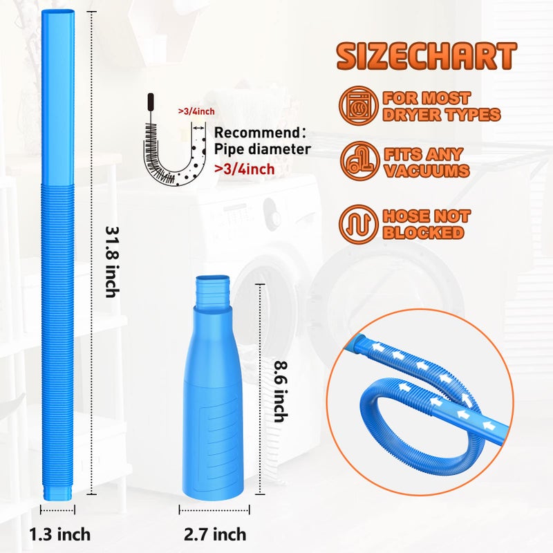 PetOde Dryer Vent Cleaner Kit Vacuum Attachment - Multiple Combinations V1 Lint Remover Power Washer and Vacuum Hose Quickly Removes Lint - Image 4