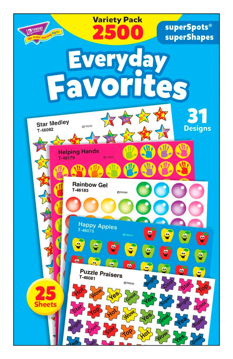 Trend Everyday Favorites superSpots & superShapes Stickers Variety Pack by TREND Enterprises, Inc. 2500 ct; 7/16" Incentive Chart Size - Image 5
