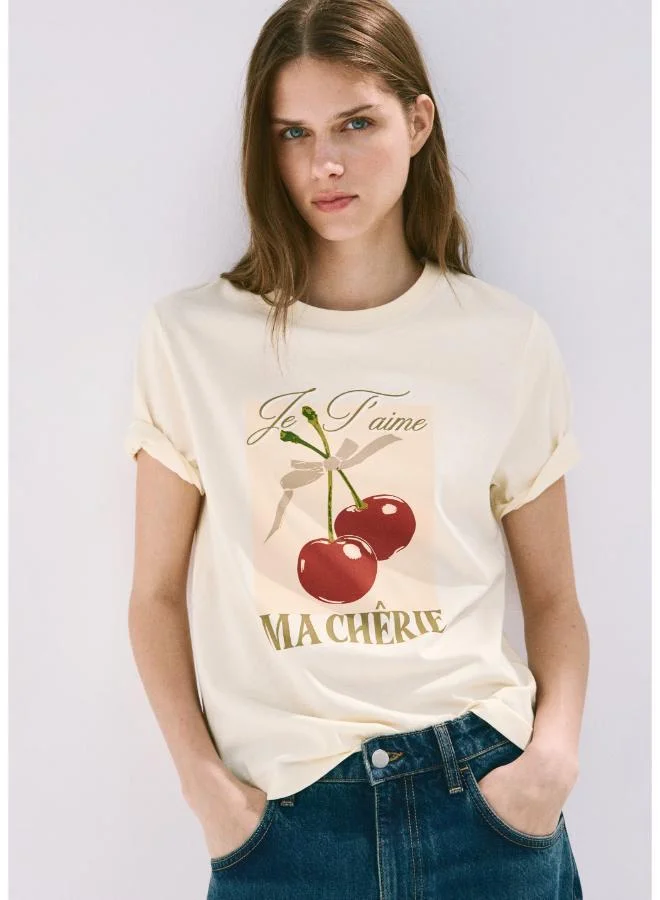 مانجو Printed Cotton-Blend T-Shirt