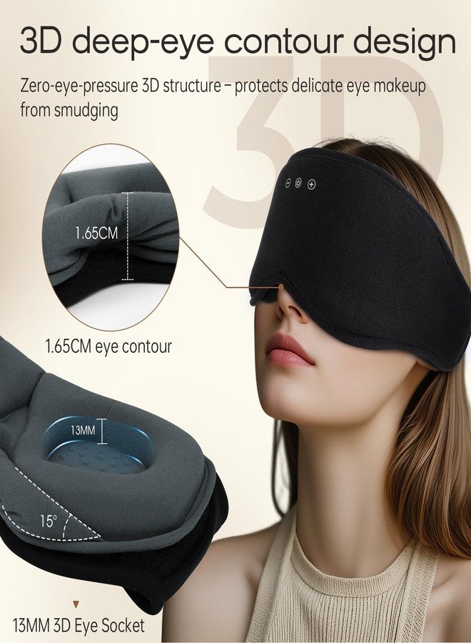 ZHENYEMEI Bluetooth Sleep Headphones for Side Sleepers with Timming Setting, 100% Blackout 3D Contoured Eye Mask for Sleeping & Music Auto Shut Off, Breathable No Pressure for Side Sleeper Travel - Image 3