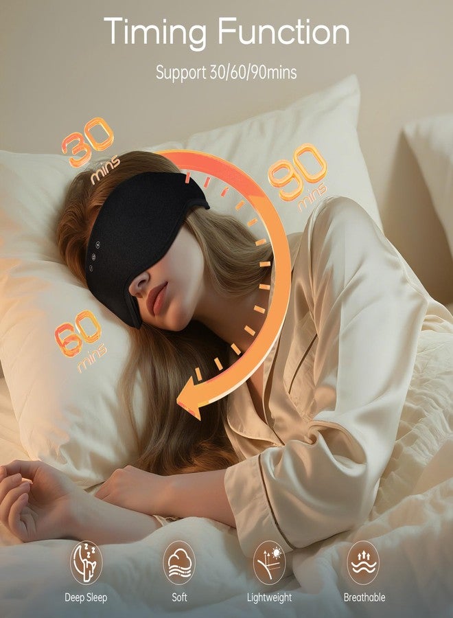 ZHENYEMEI Bluetooth Sleep Headphones for Side Sleepers with Timming Setting, 100% Blackout 3D Contoured Eye Mask for Sleeping & Music Auto Shut Off, Breathable No Pressure for Side Sleeper Travel - Image 4