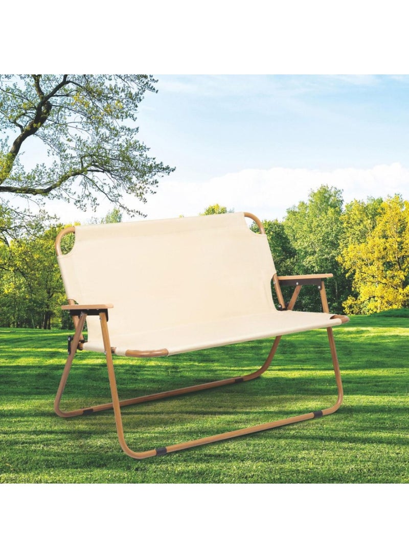 سمارت هوم كرسي رحلات ألمنيوم مزدوج قابل للطي لشخصين – مقعد خفيف الوزن للحدائق والتخييم والنزهات، عرض 108 سم × طول 50 سم × ارتفاع 74 سم - Image 1
