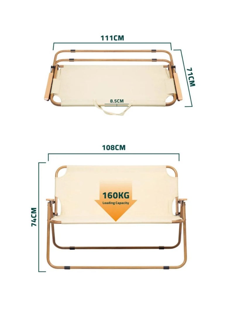سمارت هوم كرسي رحلات ألمنيوم مزدوج قابل للطي لشخصين – مقعد خفيف الوزن للحدائق والتخييم والنزهات، عرض 108 سم × طول 50 سم × ارتفاع 74 سم - Image 4