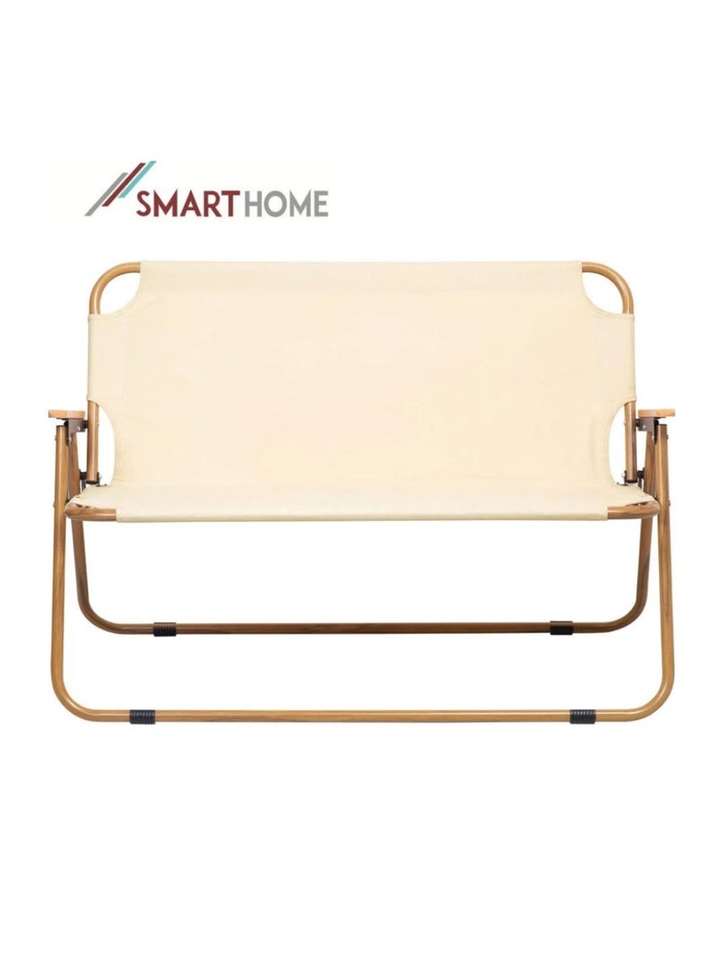 سمارت هوم كرسي رحلات ألمنيوم مزدوج قابل للطي لشخصين – مقعد خفيف الوزن للحدائق والتخييم والنزهات، عرض 108 سم × طول 50 سم × ارتفاع 74 سم - Image 2