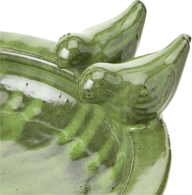 Esschert Design FB489, Green Bird Bath Ceramic Round, 10.9 cm*32.9 cm*30.7 cm - Image 2