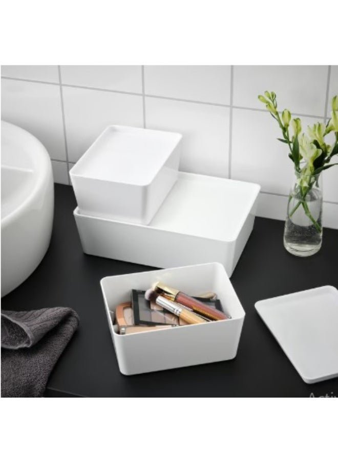 IKEA (IKEA) Box with lid, white, 18x26x8 cm  - Image 2