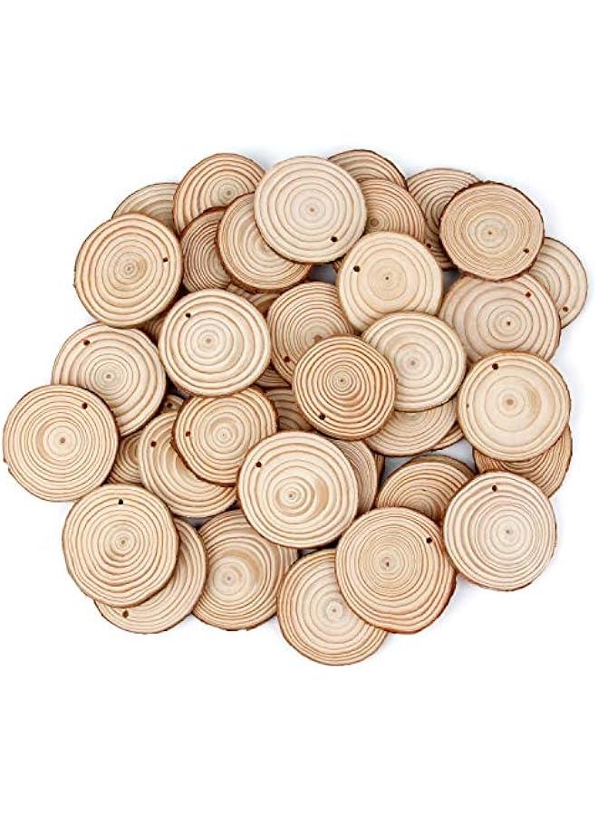 Arabest 30 Pieces 2.4-2.8 Natural Wooden Slices,  Unfinished Wood Circles with Holes Tree Bark Round Log Discs DIY Crafts Hanging Ornaments (2.4-2.8 30Pcs, Natural) - Image 4