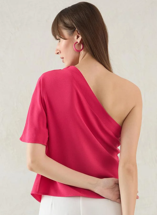 Femmella Femmella Plain Pleated One Shoulder Neck Top