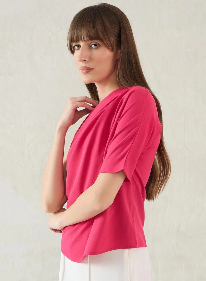 Femmella Femmella Plain Pleated One Shoulder Neck Top