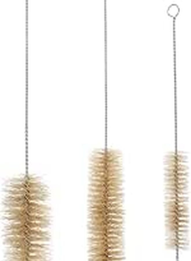 3Pcs Laboratory Tube Cleaning Brushes Set with 304 Stainless Steel Handles and Pig Bristle - Image 1