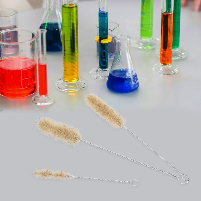 3Pcs Laboratory Tube Cleaning Brushes Set with 304 Stainless Steel Handles and Pig Bristle - Image 5