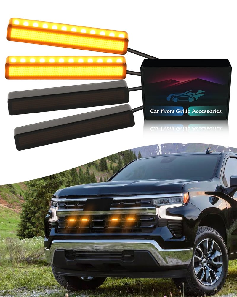 LED Amber Grill Lights for 20192024 2025 Chevrolet Silverado Grille Lights Silverado 1500 2500 3500 Accessories Front Grille Trims