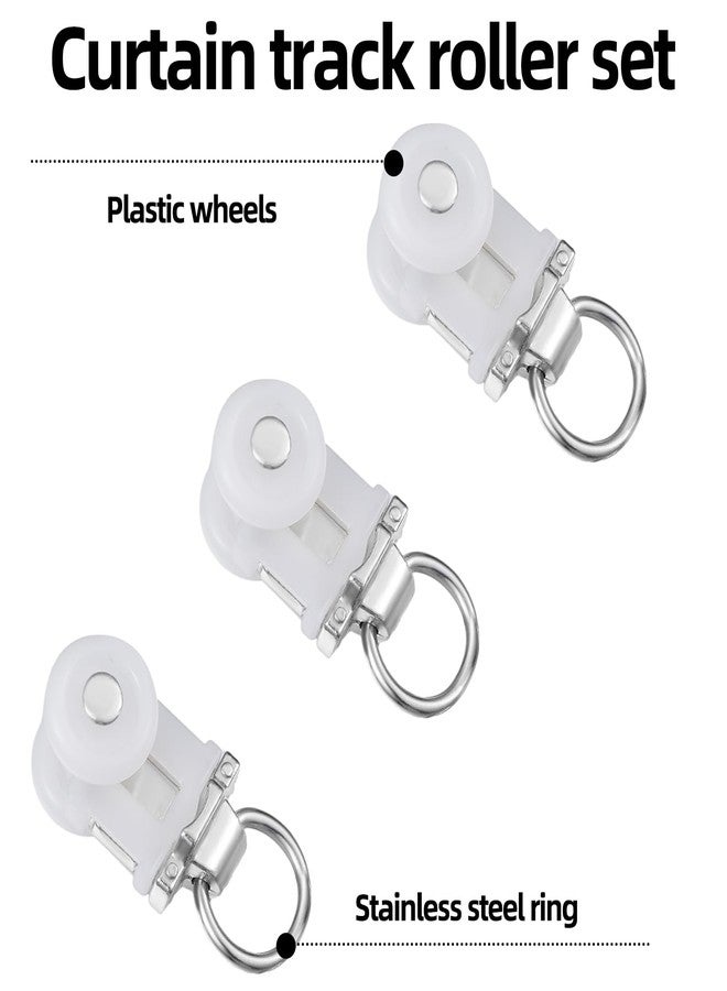 Barydat Curtain Track Roller Hooks Rail Pulleys Runners Plastic Ceiling Gliders Window Rod Dual Wheel Roller Carriers Mounted Curtain Track for Window Rail Rod Room Dividers(30 Pcs) - Image 3