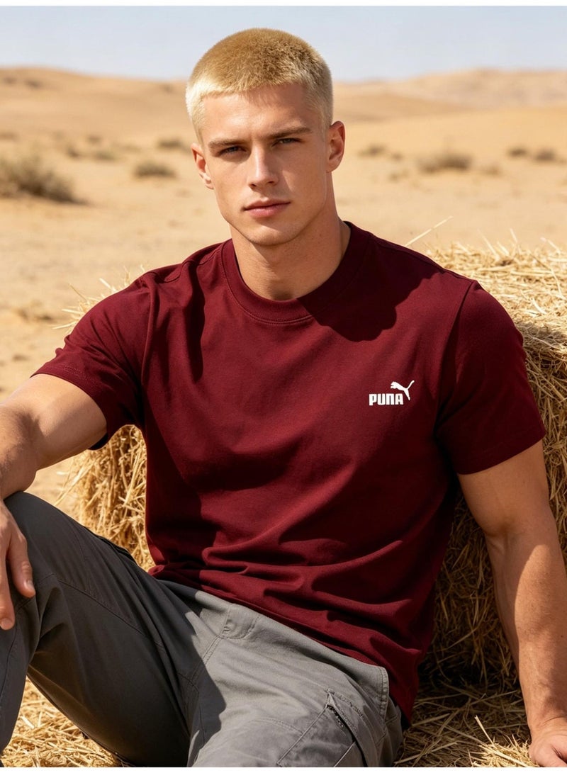 بوما With LOGO, men and women with the same 260g soft cotton comfortable T-shirt round neck soft casual Joker short-sleeved shirt. - Image 5