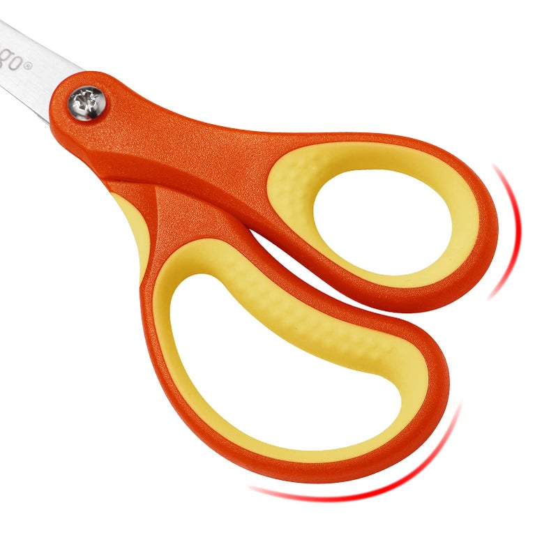LIVINGO 3 Pack 5â€ Kids Scissors, Left/Right Handed Blunt Stainless Safety Toddler Preschool Child Scissors with Cover, School Classroom Craft Supplies for Teachers, Yellow/Blue/Gray - Image 4