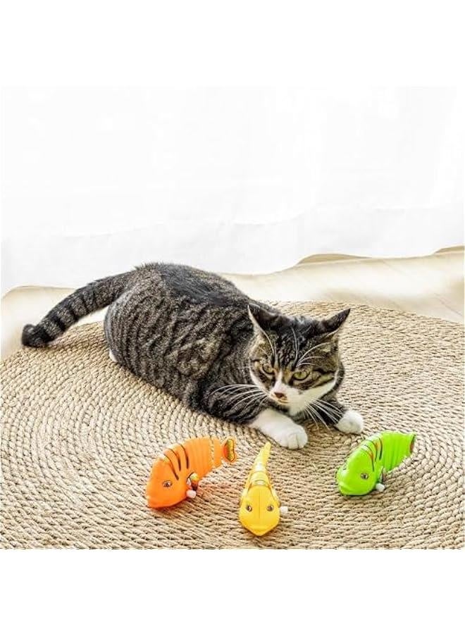 Plastic Wind Up Wiggle Fish Toys Clockwork Swinging Cartoon Fish Toys Wind Up Cat Pet Plastic Toy, Parent Cat Interactive Toys Gift for Dog Cat (3 Pcs) - Image 2