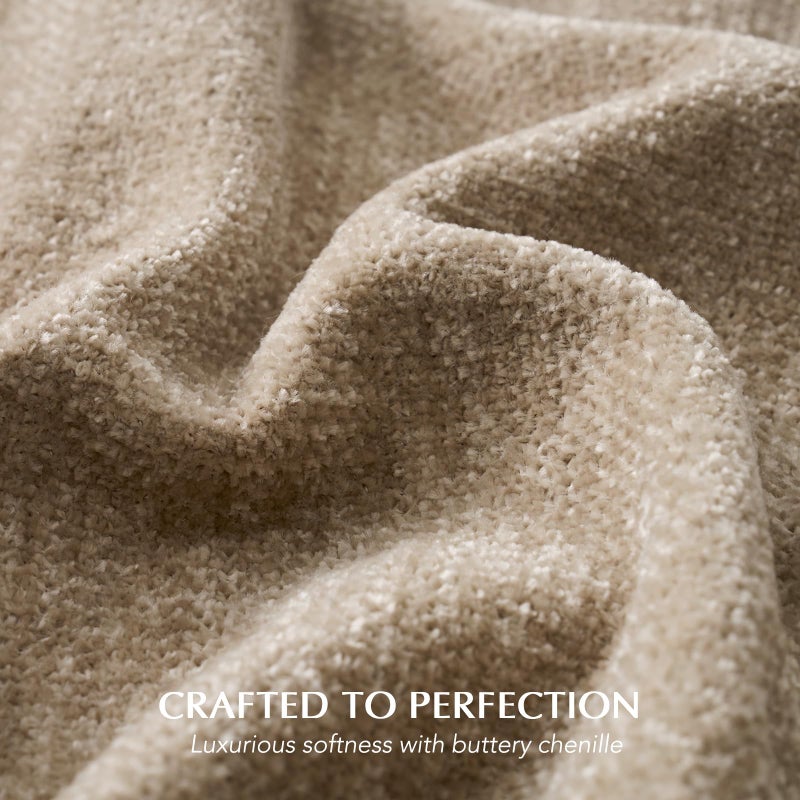 EverGrace Soft Chenille Throw Blanket for Couch, Cozy Plush Fuzzy Decorative Chenille Knit Throw Blanket with Tassels, Lightweight Blanket and Throws for Bed Sofa Gift Home Decor, Beige 50"x60" - Image 3