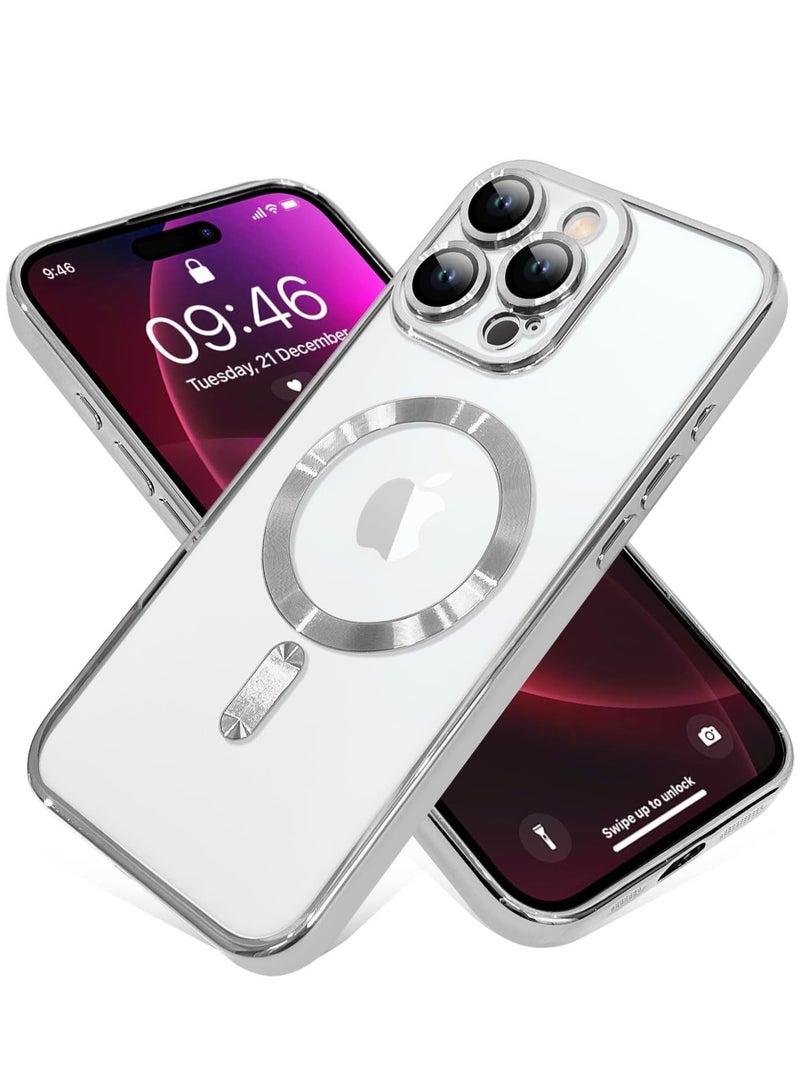 JAJEEK "iPhone 16 Pro Magnetic Case with Built-in Camera Lens Protector – MagSafe Compatible, Soft TPU Anti-Scratch Shockproof Slim Clear Cover for Men & Women (Silver)" - Image 5