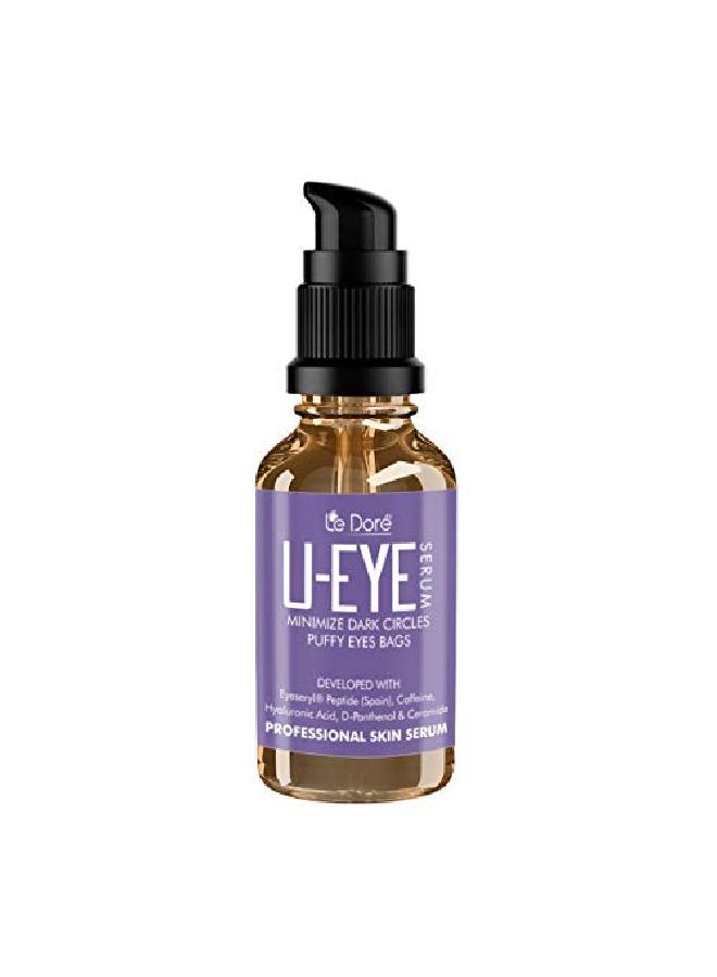 Le Dore UEye Under Eye Serum With Eyeseryl Peptides Caffeine Hyaluronic Acid Veg Ceramide Coffee Seed Extract | Helps Remove Dark Circles Fine Lines Wrinkles and Puffy Eyes (15 ml)  - Image 1