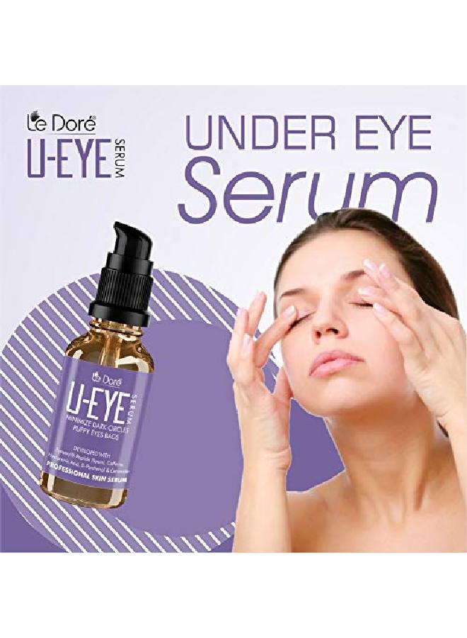 Le Dore UEye Under Eye Serum With Eyeseryl Peptides Caffeine Hyaluronic Acid Veg Ceramide Coffee Seed Extract | Helps Remove Dark Circles Fine Lines Wrinkles and Puffy Eyes (15 ml)  - Image 4