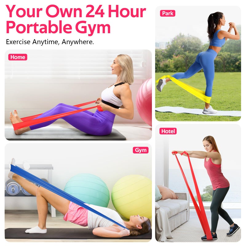 RENRANRING Resistance Bands for Working Out, Exercise Bands for Physical Therapy, Stretch, Recovery, Pilates, Rehab, Strength Training and Yoga Starter Set - Image 5
