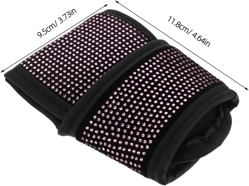 MAGICLULU Pink Gear Shift Cover and Handbrake Protector for Automotive Interior, Artificial Leather with Sparkly Rhinestones, Comfortable Handling and Snug Fit, Bling Car Accessories - Image 2