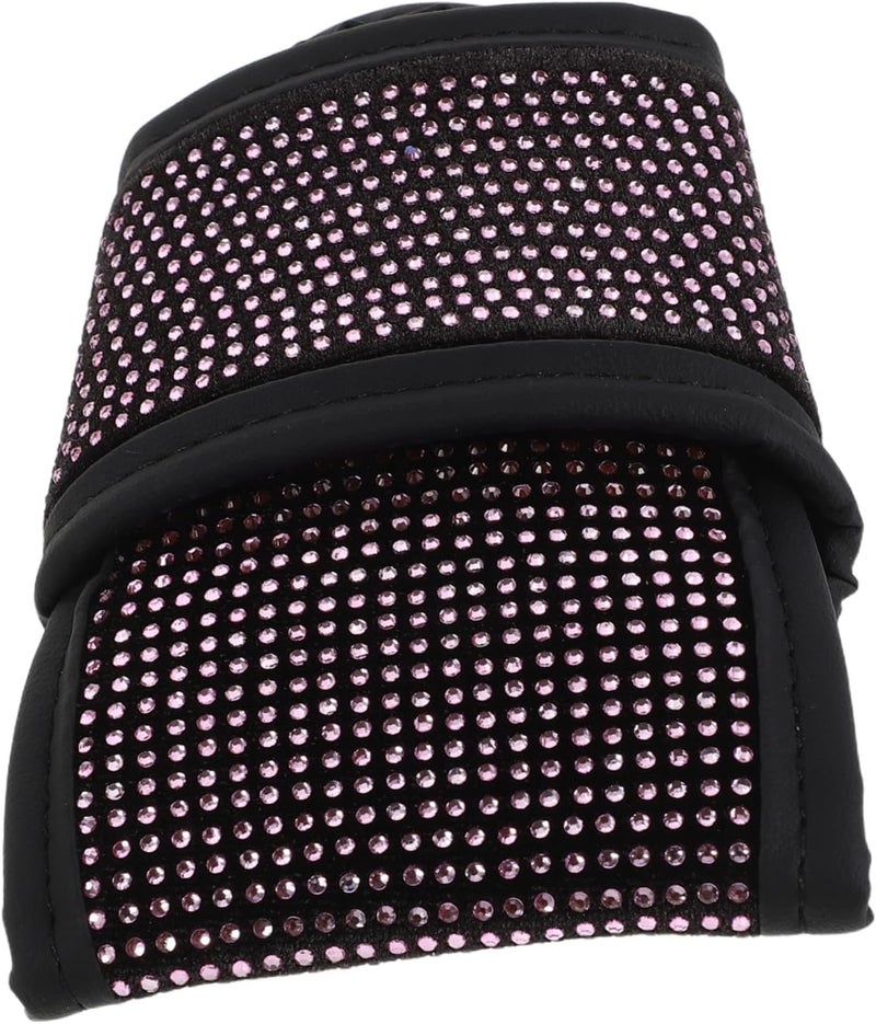 MAGICLULU Pink Gear Shift Cover and Handbrake Protector for Automotive Interior, Artificial Leather with Sparkly Rhinestones, Comfortable Handling and Snug Fit, Bling Car Accessories - Image 1