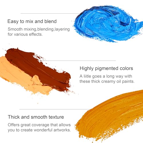 PHOENIX Oil Painting Set 12 Colors x12ml / 0.4Fl Oz Tubes Nontoxic Oil Based Paints for Canvas, Great Value Art Paints for Artists Craft Painting Supplies for Kids, Students and Beginners - Image 5
