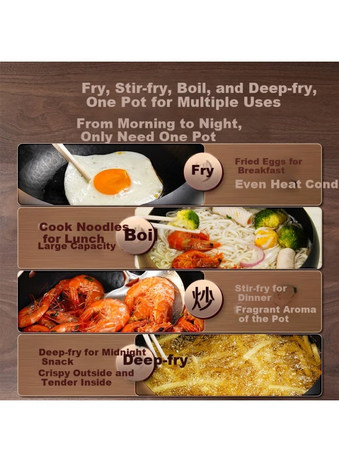 Ssgp Zhangqiu Big Belly Cast Iron Wok Frying Pan Small Iron Pan Opened Pot Non-coated Flat Bottom Gas Stove Induction Cooker 28cm 38532 - Image 3