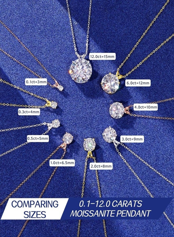 TUHE Moissanite Necklace for Women, Lab Created Diamond Pendant 18K White Gold Plated Sterling Silver Necklace Round Moissanite Pendant Diamond Solitaire Necklace Gift for Mom Wife Moissanite Diamond - Image 5