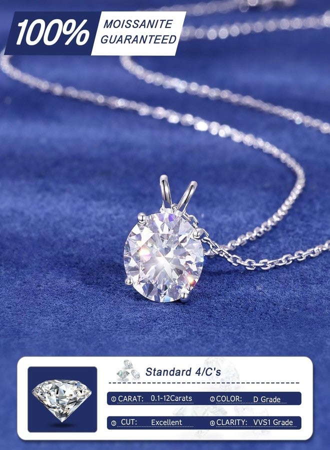 TUHE Moissanite Necklace for Women, Lab Created Diamond Pendant 18K White Gold Plated Sterling Silver Necklace Round Moissanite Pendant Diamond Solitaire Necklace Gift for Mom Wife Moissanite Diamond - Image 3