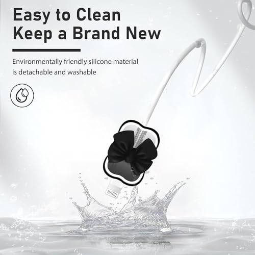 INEFABLE Charger Case Cover Protector with 3D Cute Pattern for iPhone Charger only 18W & 20W, Data Charging Cable Wire Saver Protective Cable Cover Full Protection - Set Of 1 (Black Bow) - Image 5