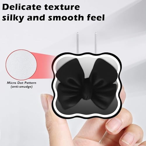 INEFABLE Charger Case Cover Protector with 3D Cute Pattern for iPhone Charger only 18W & 20W, Data Charging Cable Wire Saver Protective Cable Cover Full Protection - Set Of 1 (Black Bow) - Image 2