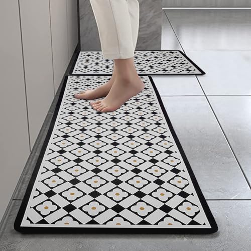 Home-Cloud HomeCloud Rubber Kitchen Mats for Floor Set of 2 Pcs | Non-Skid, Soft Absorbent Rugs for Kitchen, Laundry, and Hallway - Comfortable Runner Carpets for Kitchen Floor, Sink - Image 1