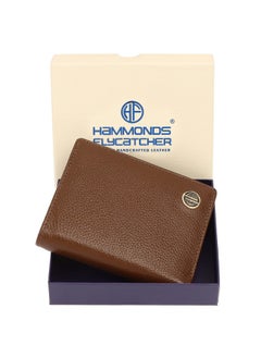 HAMMONDS FLYCATCHER HAMMONDS FLYCATCHER Genuine Leather Wallet for Men, RFID Protected Leather Purse for Men, Money Purse for Men, Bi-Fold Wallet, 4 Card Slots, 3 ID Slots, Coin Pocket, Metal Snap Button - Brushwood  - Image 2
