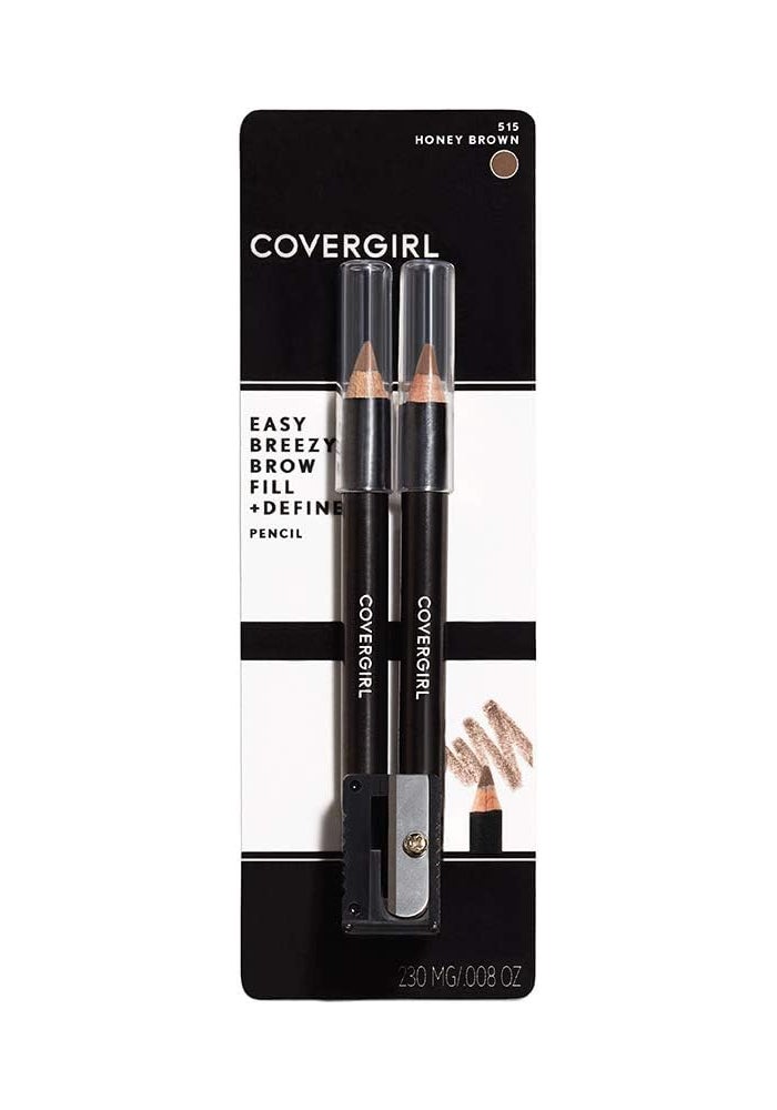 COVERGIRL Easy Breezy Brow Pencil Set - Honey Brown - 3 Piece with Sharpener - Image 2