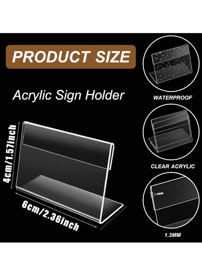 حامل لافتات أكريليك صغير مكون من 8 قطع، حامل عرض بطاقات بلاستيكي شفاف على شكل حرف L، حامل سطح الطاولة، حامل لافتات أسعار ملصقات طعام صغيرة للبيع بالتجزئة - Image 2