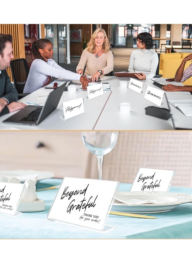 حامل لافتات أكريليك صغير مكون من 8 قطع، حامل عرض بطاقات بلاستيكي شفاف على شكل حرف L، حامل سطح الطاولة، حامل لافتات أسعار ملصقات طعام صغيرة للبيع بالتجزئة - Image 4