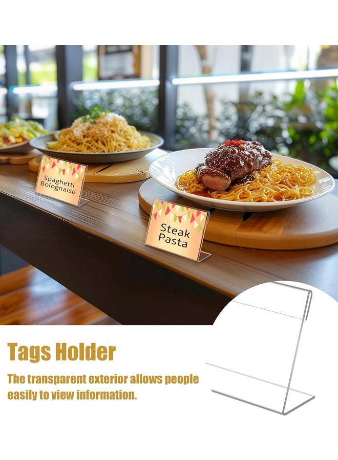 حامل لافتات أكريليك صغير مكون من 8 قطع، حامل عرض بطاقات بلاستيكي شفاف على شكل حرف L، حامل سطح الطاولة، حامل لافتات أسعار ملصقات طعام صغيرة للبيع بالتجزئة - Image 3