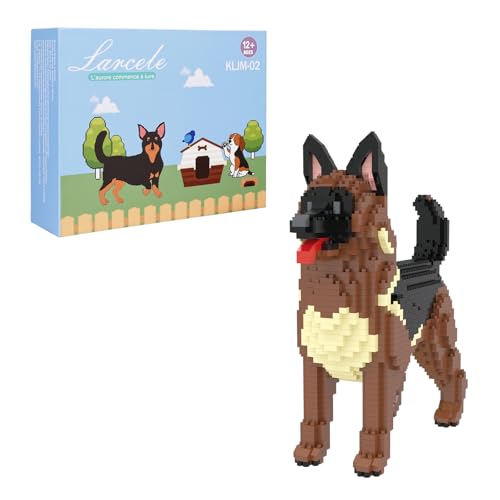 Larcele Micro Building Blocks Set DIY Mini Building Toy Bricks for Age Over 12 Years 1254 Pieces KLJM02 German Shepherd Dog - Image 1