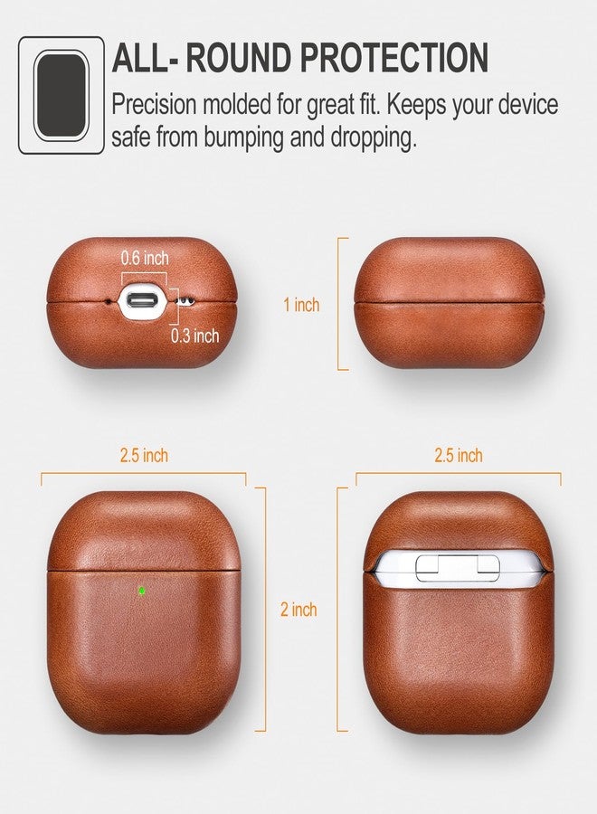 Icarer AirPods 4 Leather Case, ICARER Genuine Leather AirPod 4 Case Support Wireless Chargin, MagSafe and Led Light for Apple AirPods 4 (2024) (Brown) - Image 4