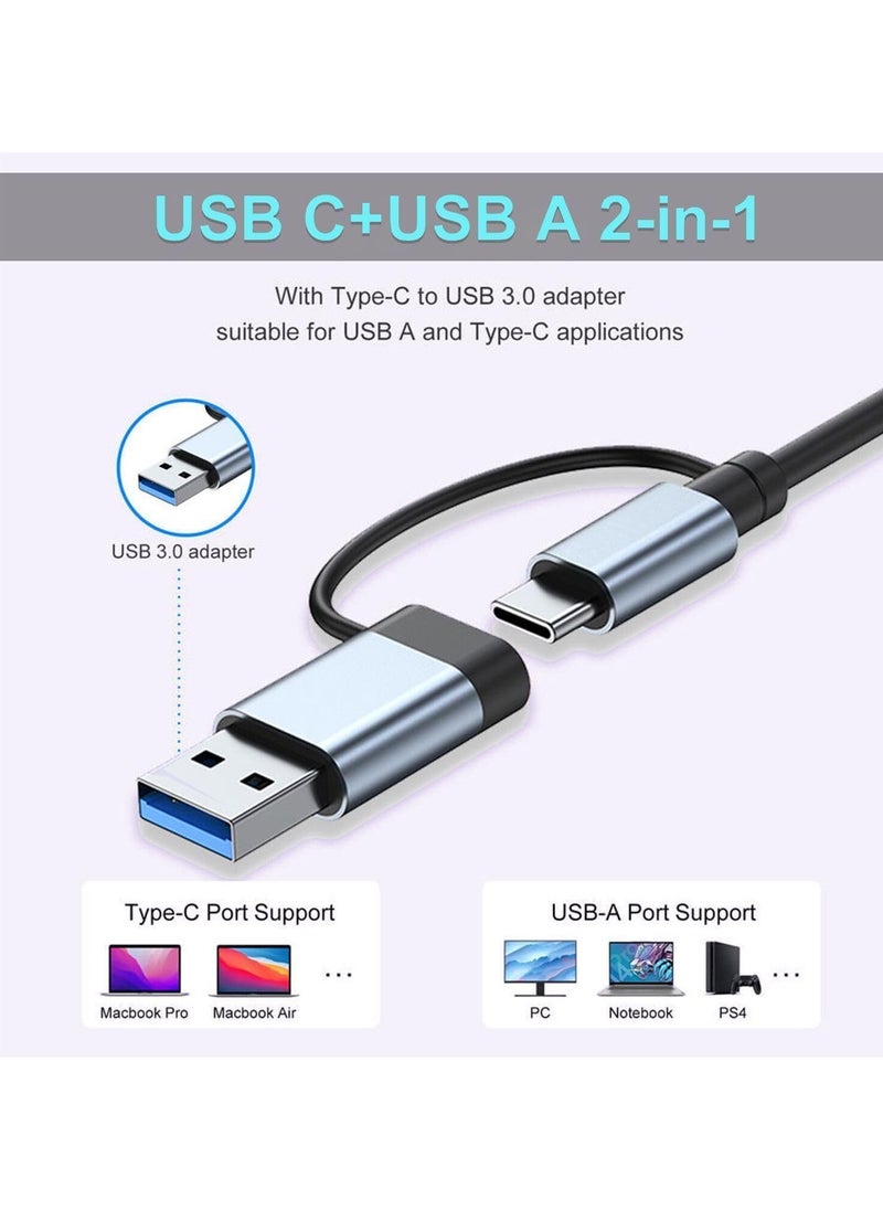 JAJEEK USB C Hub 8-in-1 Aluminum USB Splitter with USB 3.0, USB 2.0, USB C Ports, SD/TF Card Reader, 3.5mm AUX for MacBook Pro/Air, PC, Laptop, and Tablet Devices  - Image 5