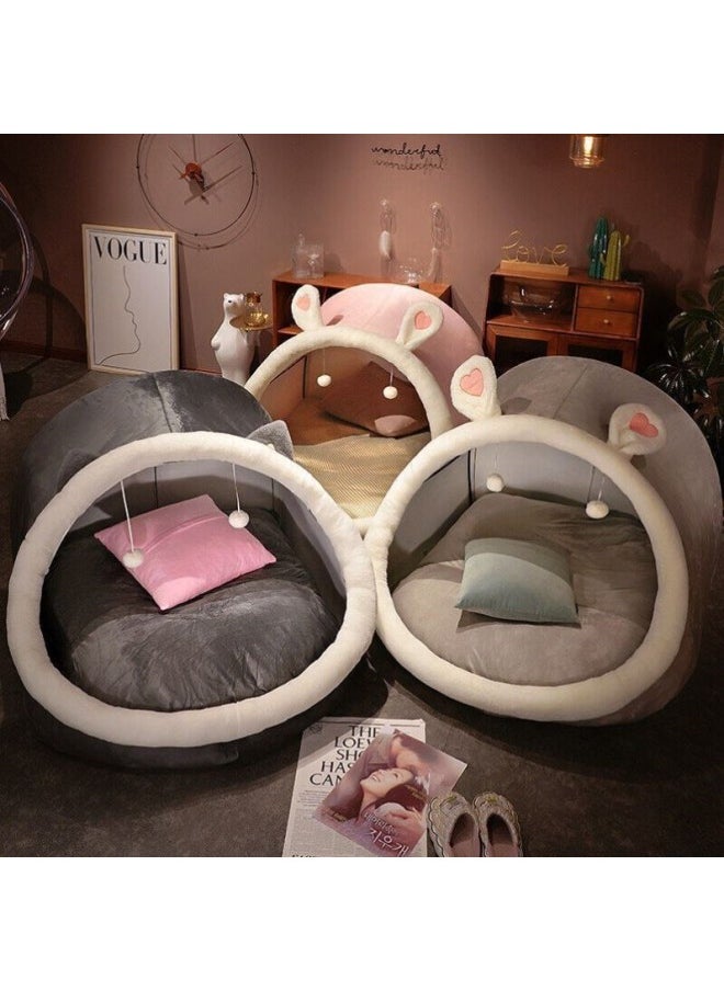 Generic - Human Cat Nest Lazy Sofa Bed Plush Kennel Pet Huge Cat Nest All Seasons Universal Lying Pink-Specifications:M(40*38*34)-Color:Dark Gray - Image 1