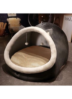 Human Cat Nest Lazy Sofa Bed Plush Kennel Pet Huge Cat Nest All Seasons Universal Lying Pink-Specifications:M(40*38*34)-Color:Dark Gray