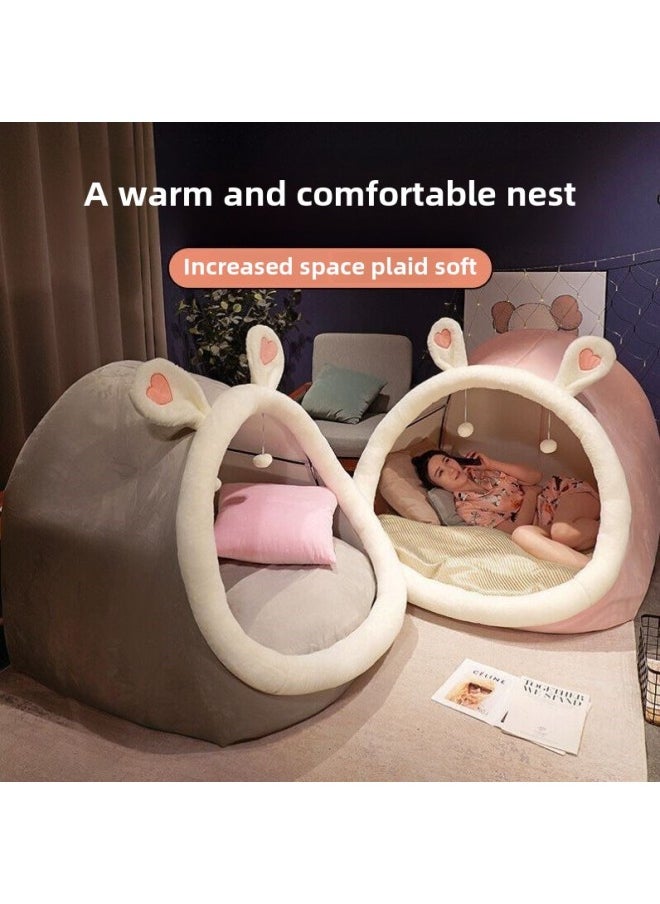 Generic - Human Cat Nest Lazy Sofa Bed Plush Kennel Pet Huge Cat Nest All Seasons Universal Lying Pink-Specifications:M(40*38*34)-Color:Dark Gray - Image 1