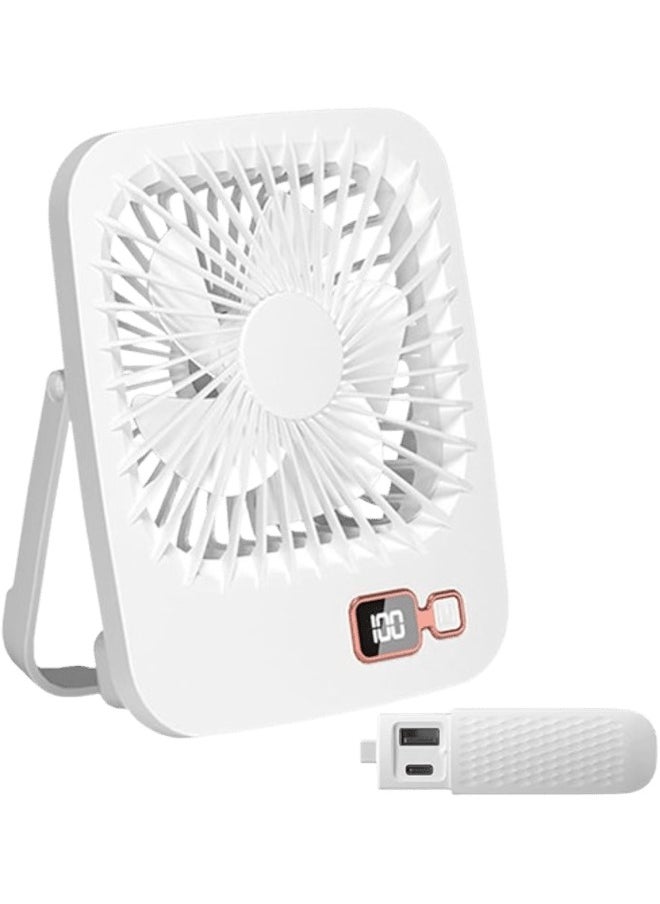 Generic Small Table Fans,Portable Fans,Rechargeable Portable 180°Tilt Folding Desk Fans, Ultra Quiet, For Home Bedroom Office Desktop, 5 Speeds (White)  - Image 1