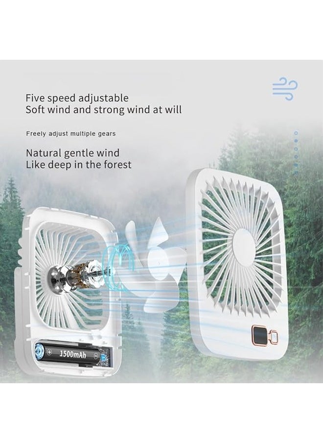 Generic Small Table Fans,Portable Fans,Rechargeable Portable 180°Tilt Folding Desk Fans, Ultra Quiet, For Home Bedroom Office Desktop, 5 Speeds (White)  - Image 2