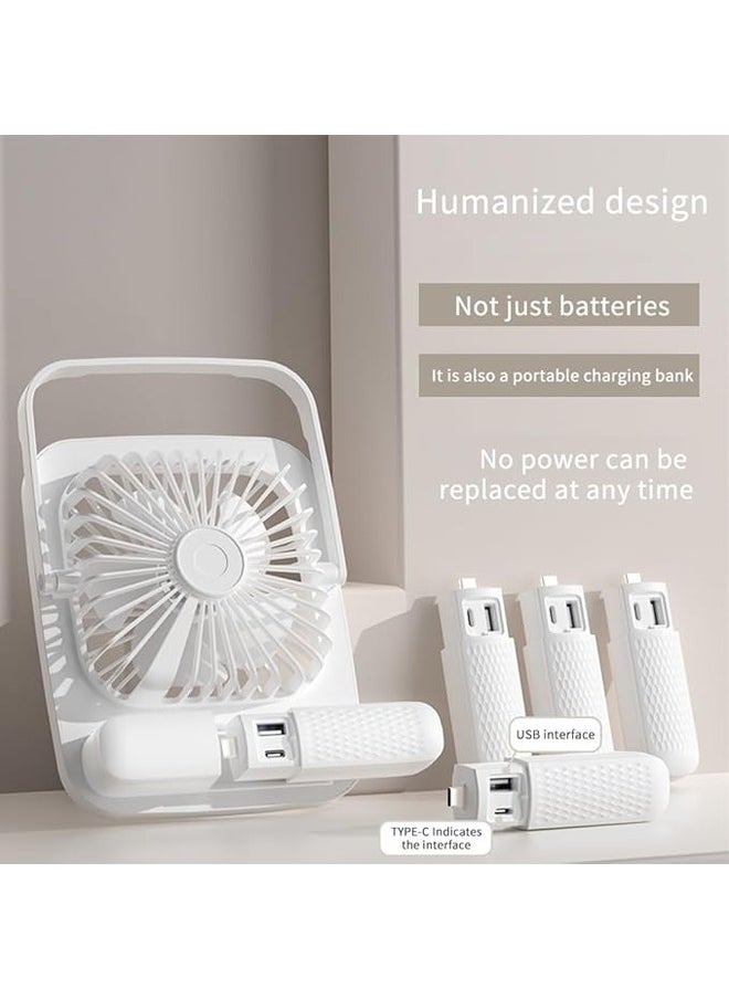 Generic Small Table Fans,Portable Fans,Rechargeable Portable 180°Tilt Folding Desk Fans, Ultra Quiet, For Home Bedroom Office Desktop, 5 Speeds (White)  - Image 4