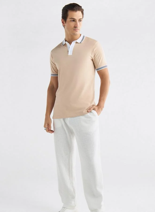 سبلاش فيڤ تيشيرت بولو بقوالب ملونة وأكمام قصيرة وأزرار إغلاق